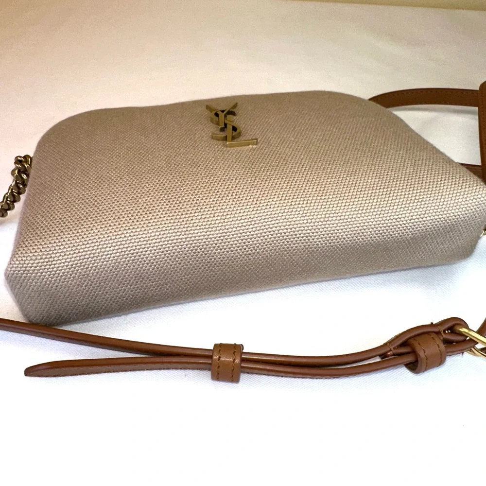 Saint Laurent NWT Gaby mini camera bag beige canvas tan leather Box dustbag COA - Picture 9 of 14